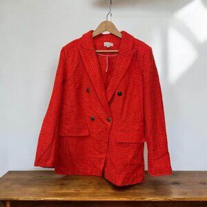 Women’s Loft NWT Double Breasted Tweed Rapture Red (Coral) Blazer-Size‎ 12